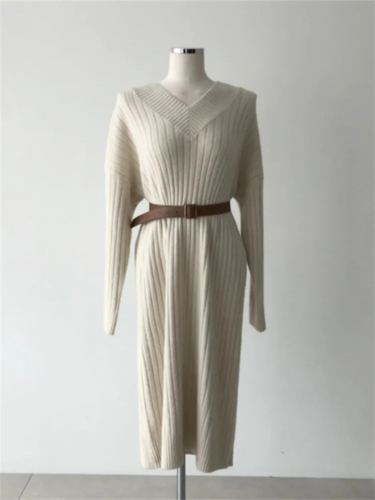 Knitted Sweater Dress (brown/beige)