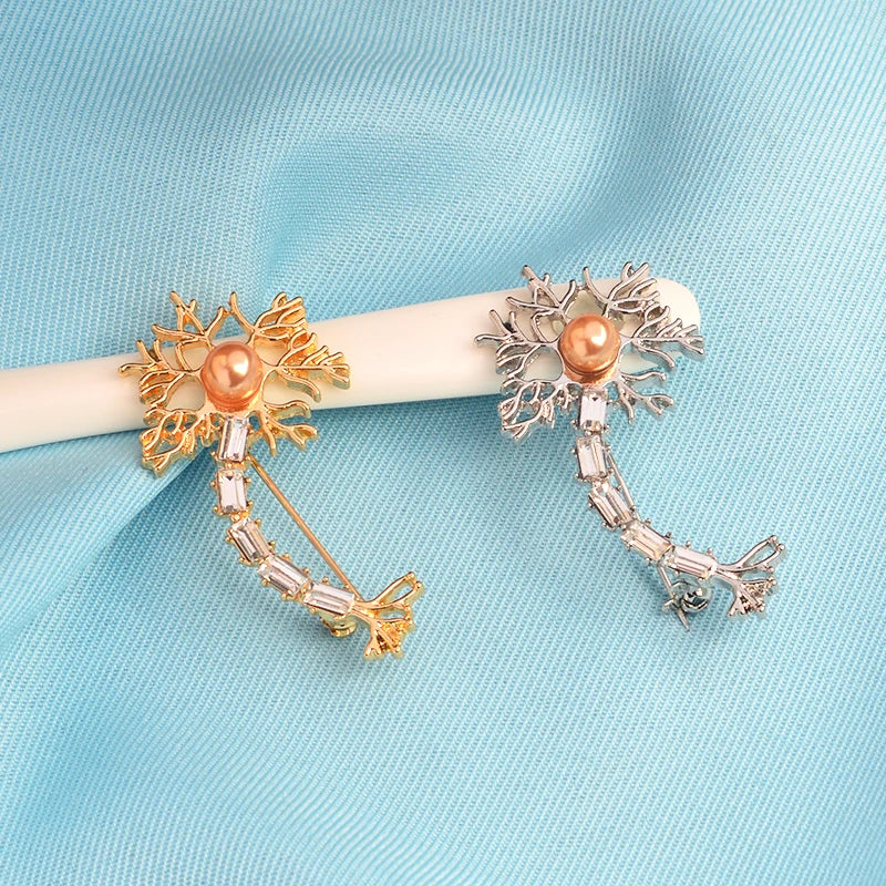 Neuron Pins and Brooch with Pearl