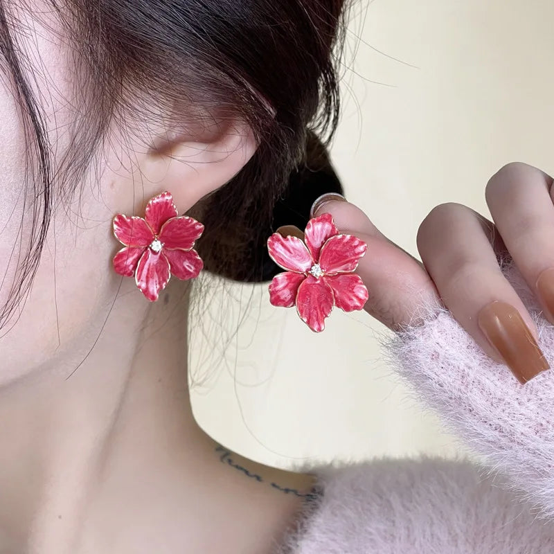 Red Flower Earrings