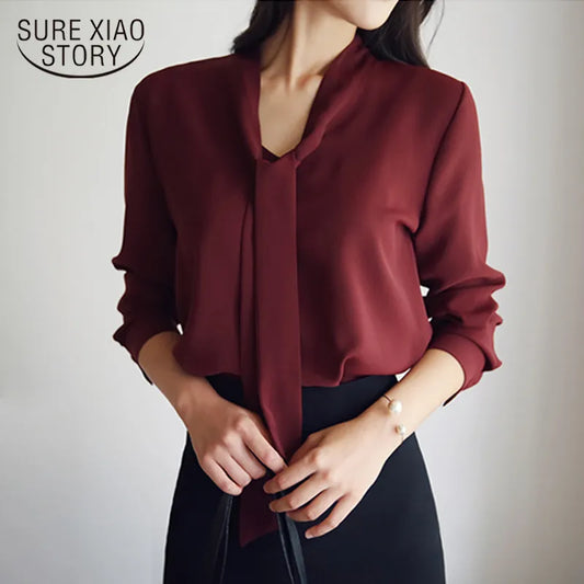 chiffon blouse (red/white/blue)