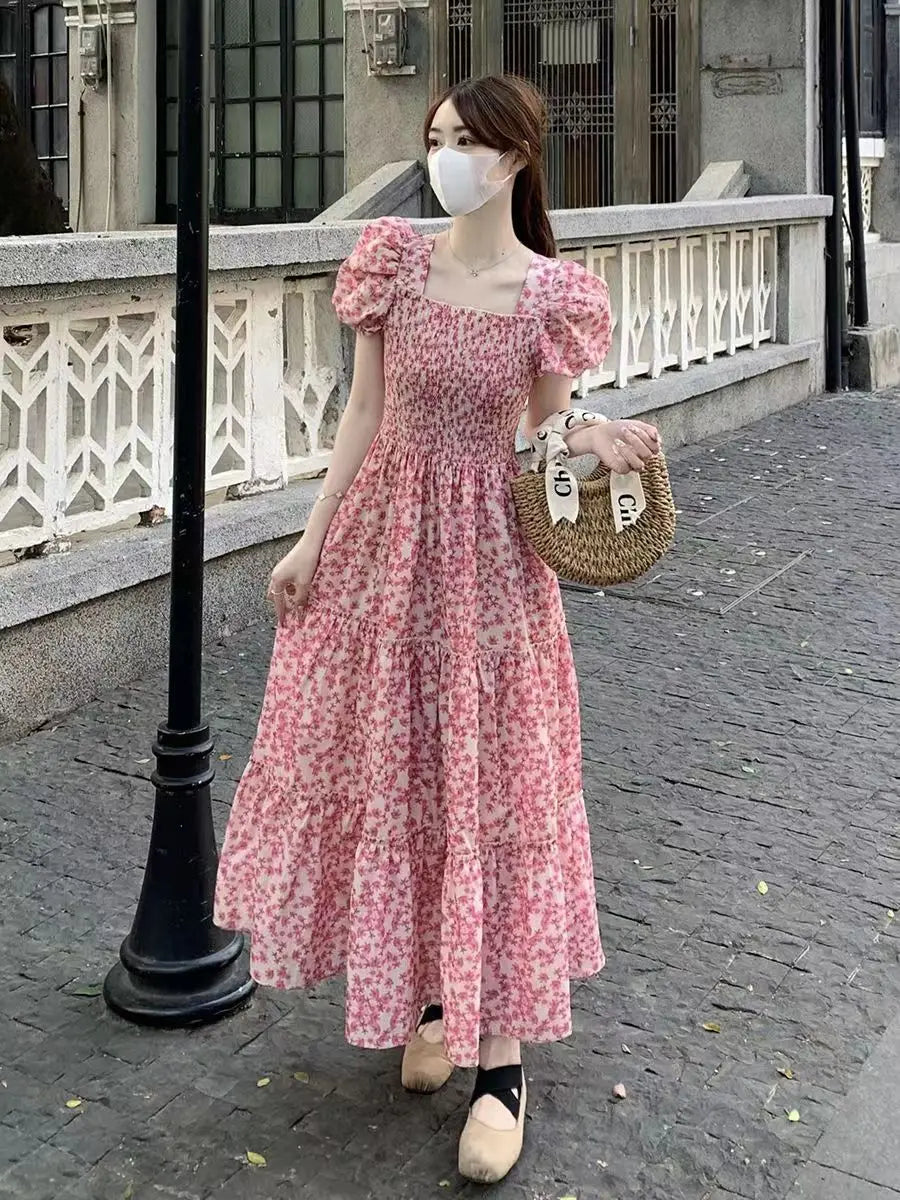 Romantic Summer Dress (Apricot/Pink)