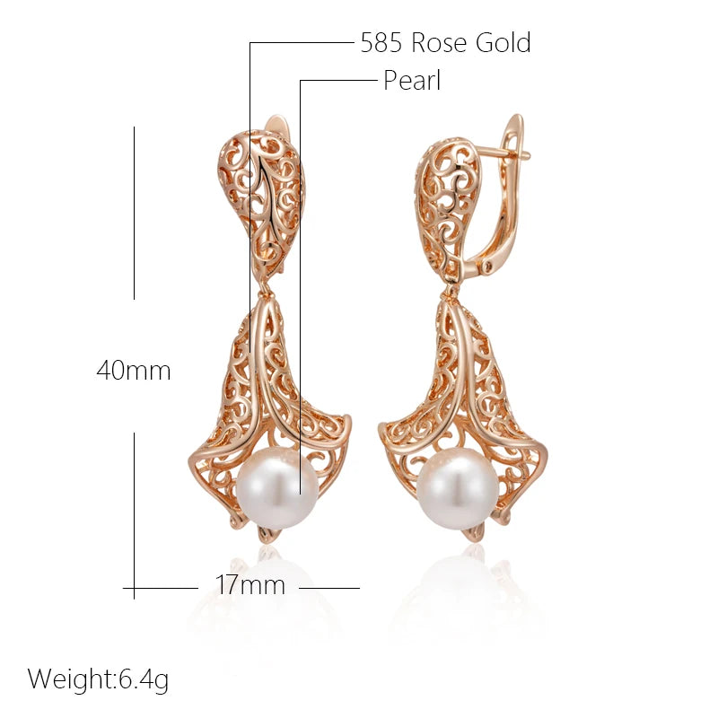 Rose Gold & Pearl Drop Earrings