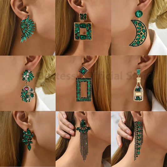 Green LUXURY Crystal Earrings (24 styles)