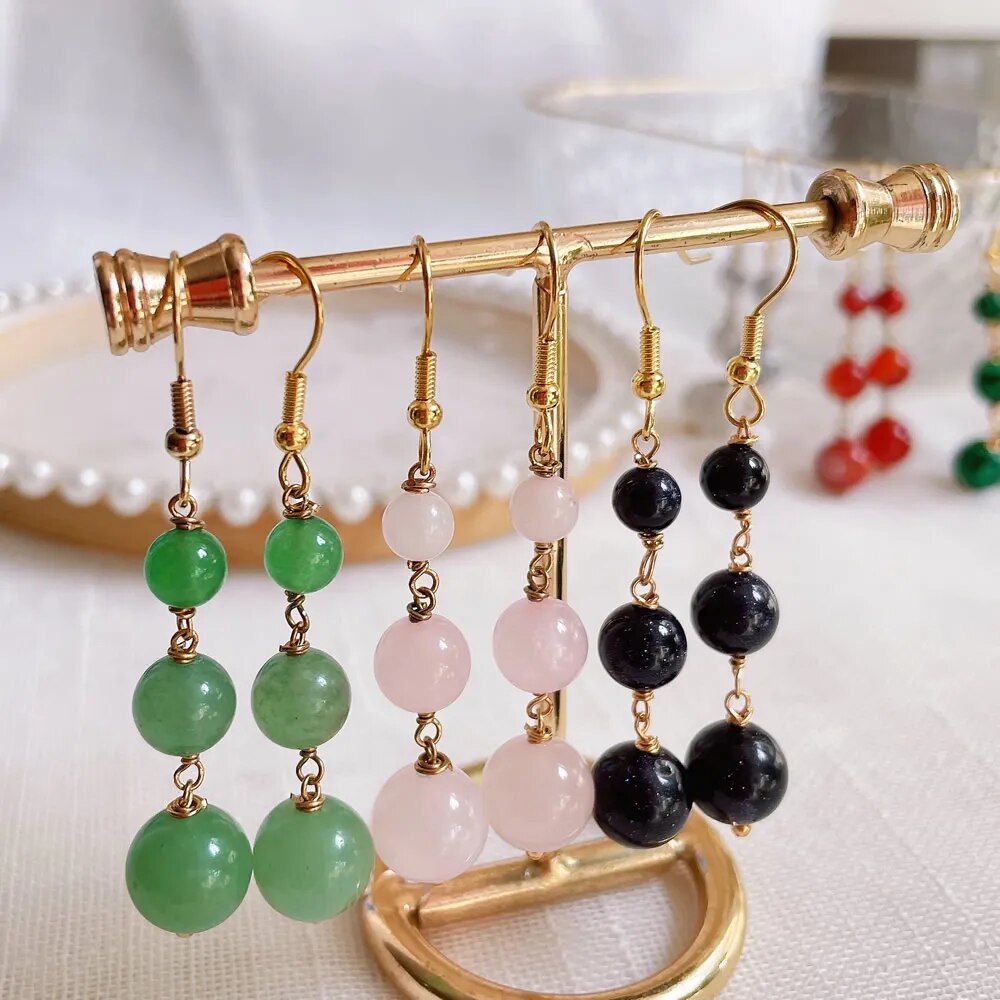 Natural Crystal Beads Earrings (9 colors)