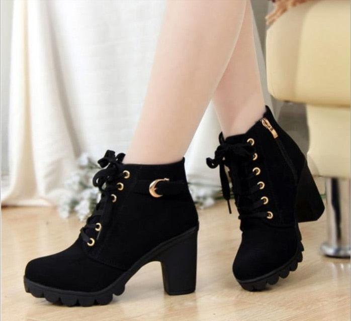 High Heel Lace Up Ankle Boots (4 colors)