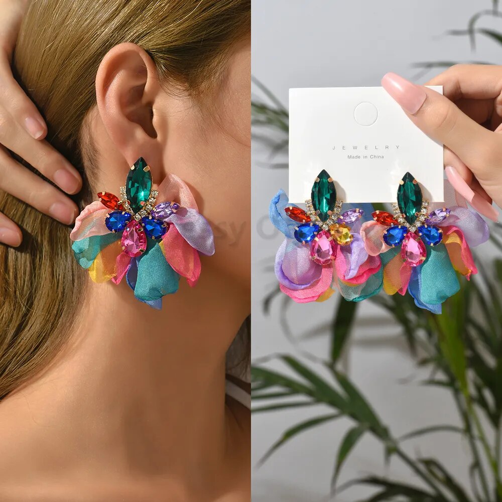 Rhinestone Flower Earrings (28 styles)