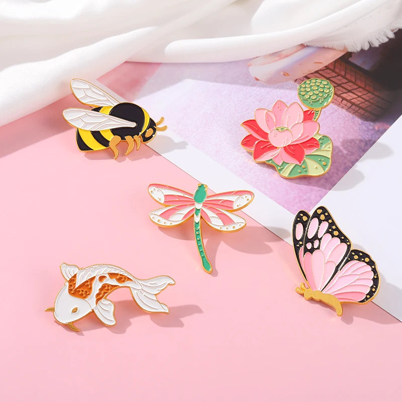 Nature Enamel Brooches