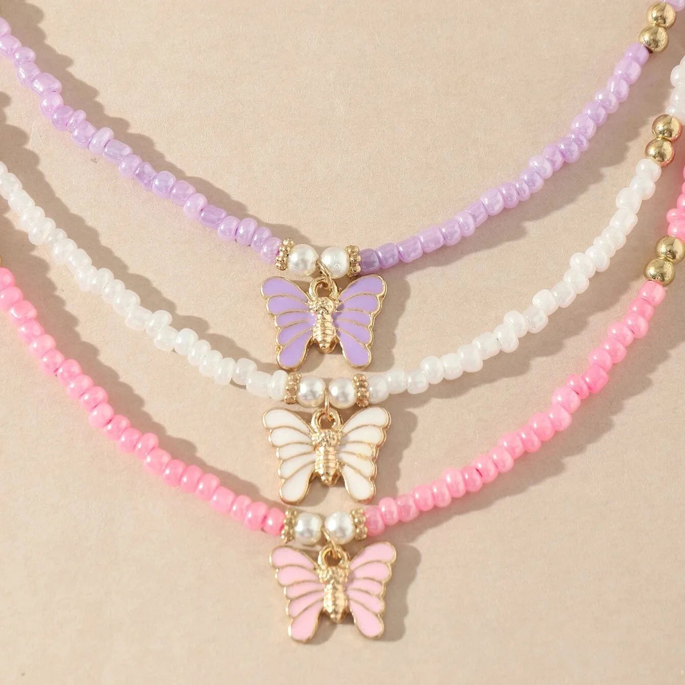 Sweet Beads Necklaces with Butterfly Pendant