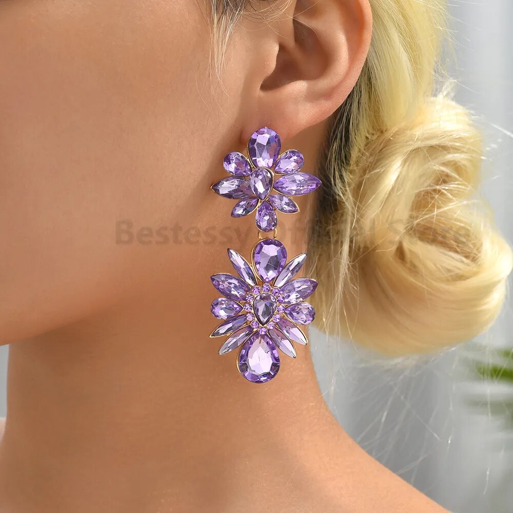 Crystal Flowers Earrings (8 colors)