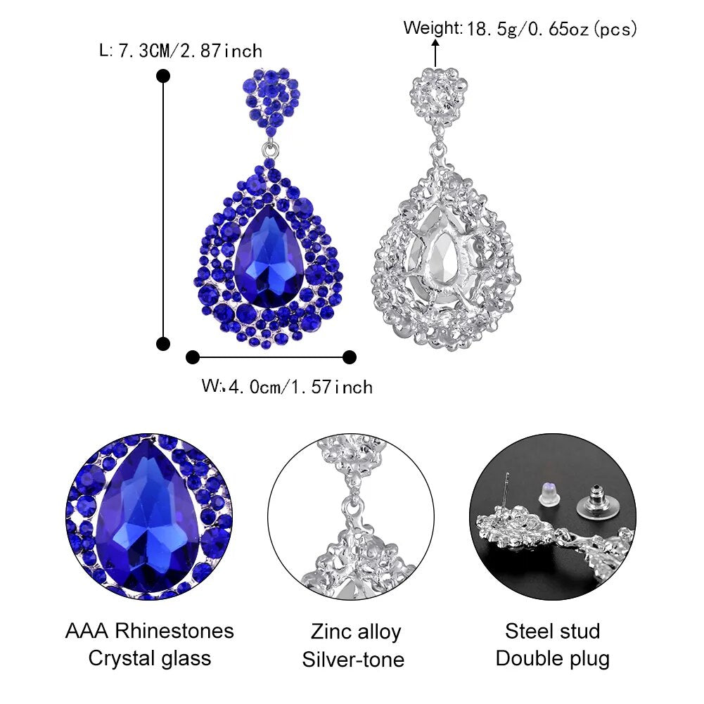 Crystal Water Drop Earrings (19 colors)