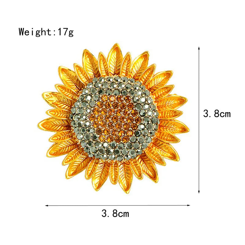 Luxury Vintage Rhinestone Sunflower Brooch