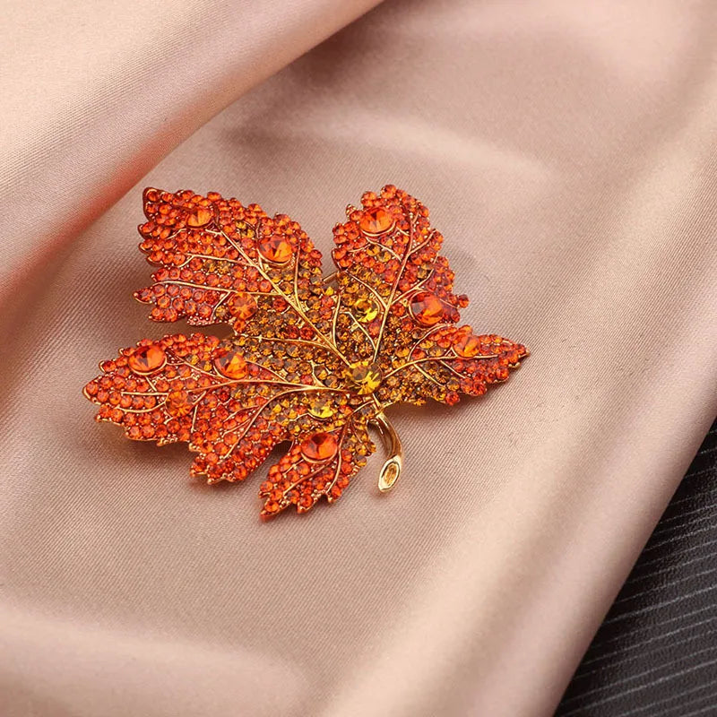 Crystal Maple Leaf Brooches