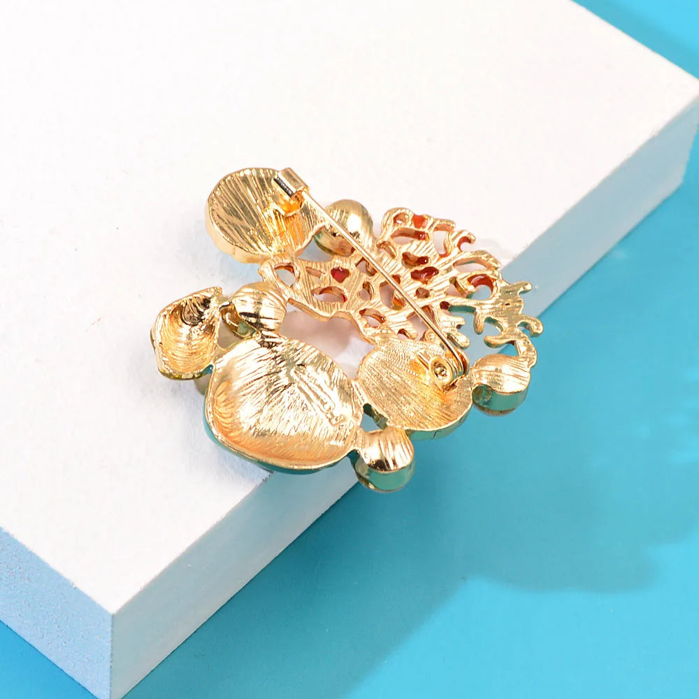 Ocean Coral Reef Pearls and Shells Brooch