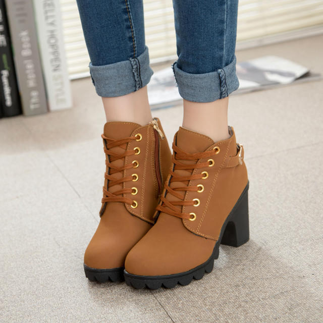 High Heel Lace Up Ankle Boots (4 colors)