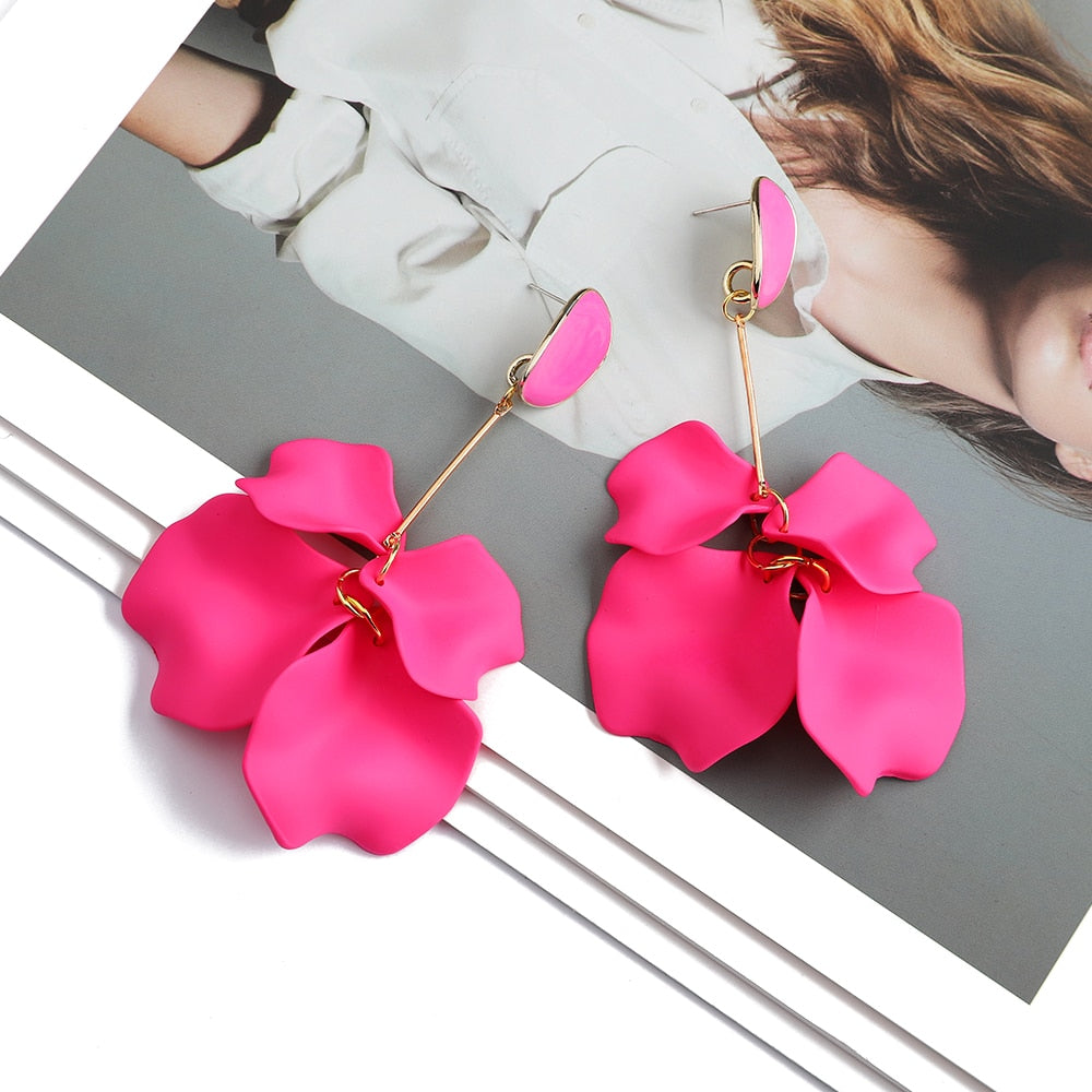 Long/Short Acrylic Flower Petals Dangle Earrings (40 Styles)