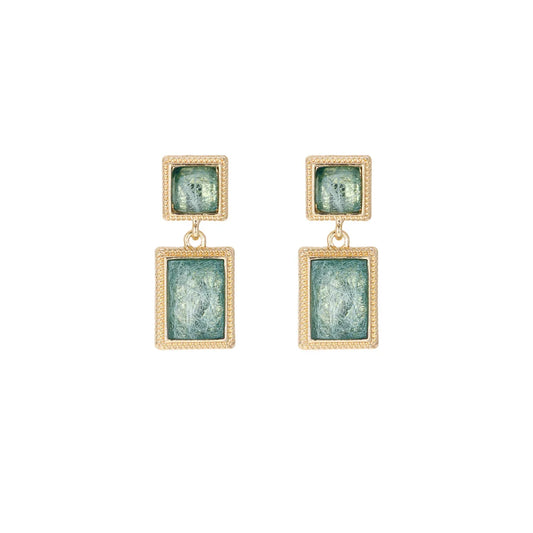 Vintage Baroque Green Earrings (Stud or Clip)