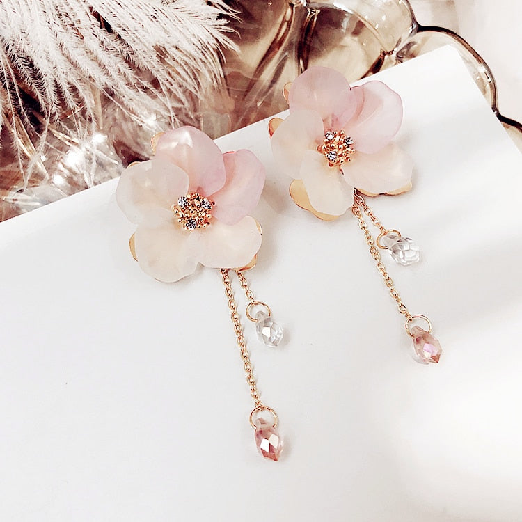 Acrylic Frosted Petals Drop Earrings