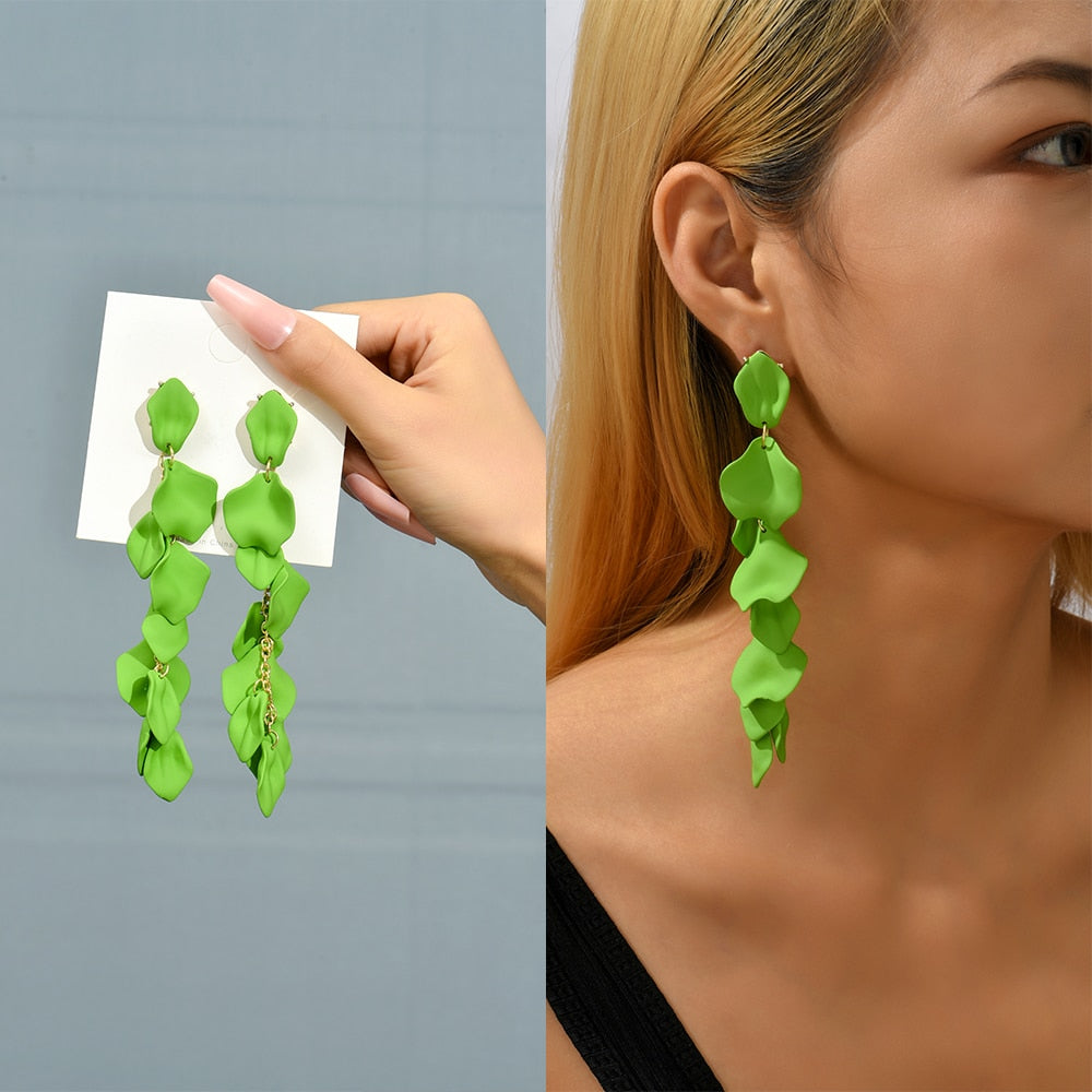 Long/Short Acrylic Flower Petals Dangle Earrings (40 Styles)